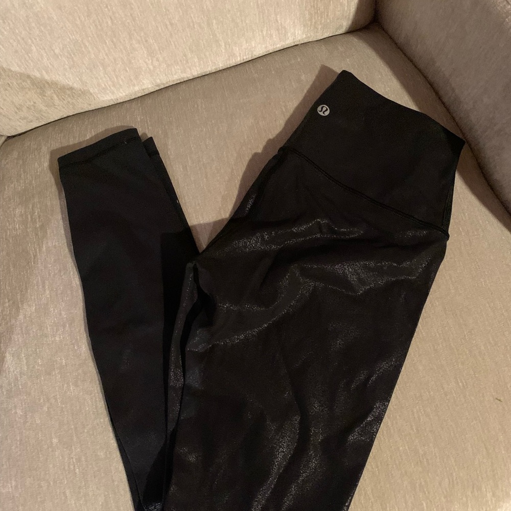 Lululemon Black Shine / Metallic High Waisted Leggings